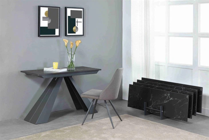 Italian Marble Extendable Console Dining Table